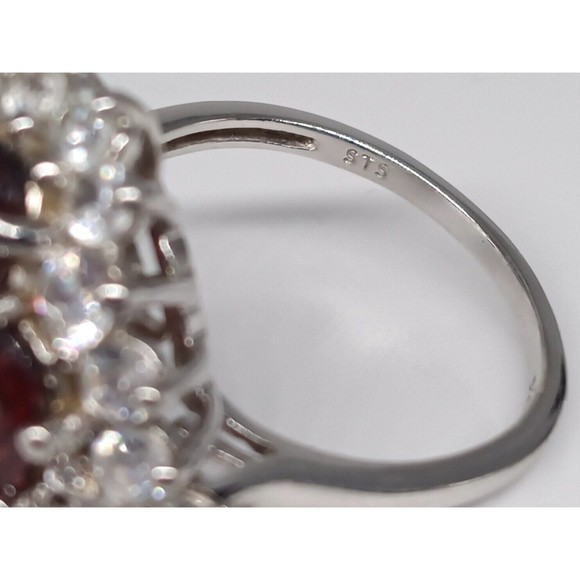 Chuck Clemency Garnet Quartz CZ Gemstone Ring STS 925 Sterling Silver Size 7 - Picture 14 of 15